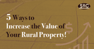 Rural property with a graph showing an increase in value.
